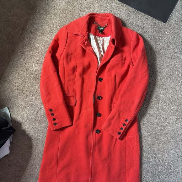 J.Crew Double Cloth Lady Day Coat in Red Wool with Thinsulate Lining - Picture 1 of 5